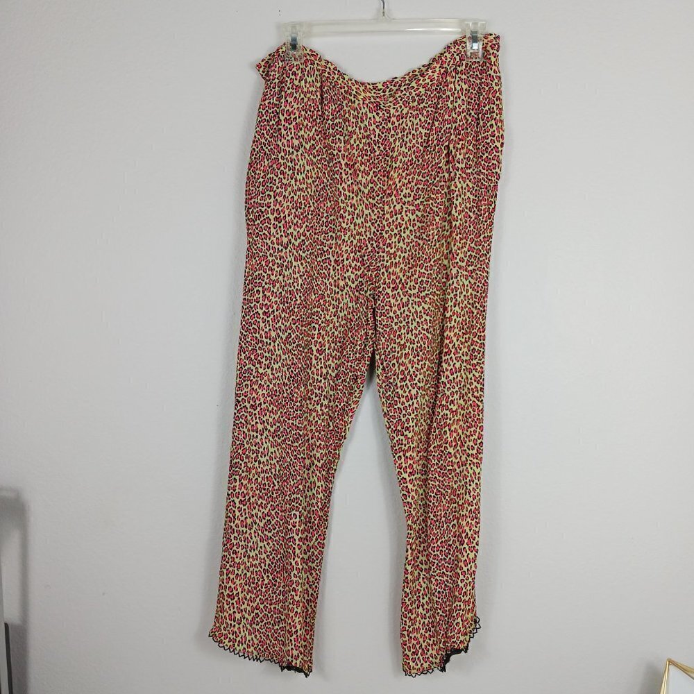 F.L MALIK vintage matching set women's size L green/pink animal print floral - Picture 8 of 12